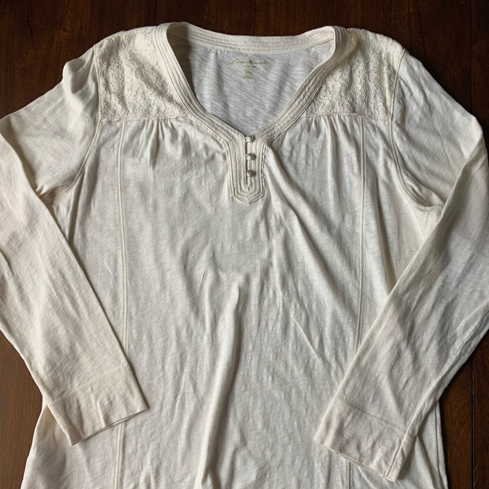 Eddie Bauer Long Sleeve with Lace Overlay